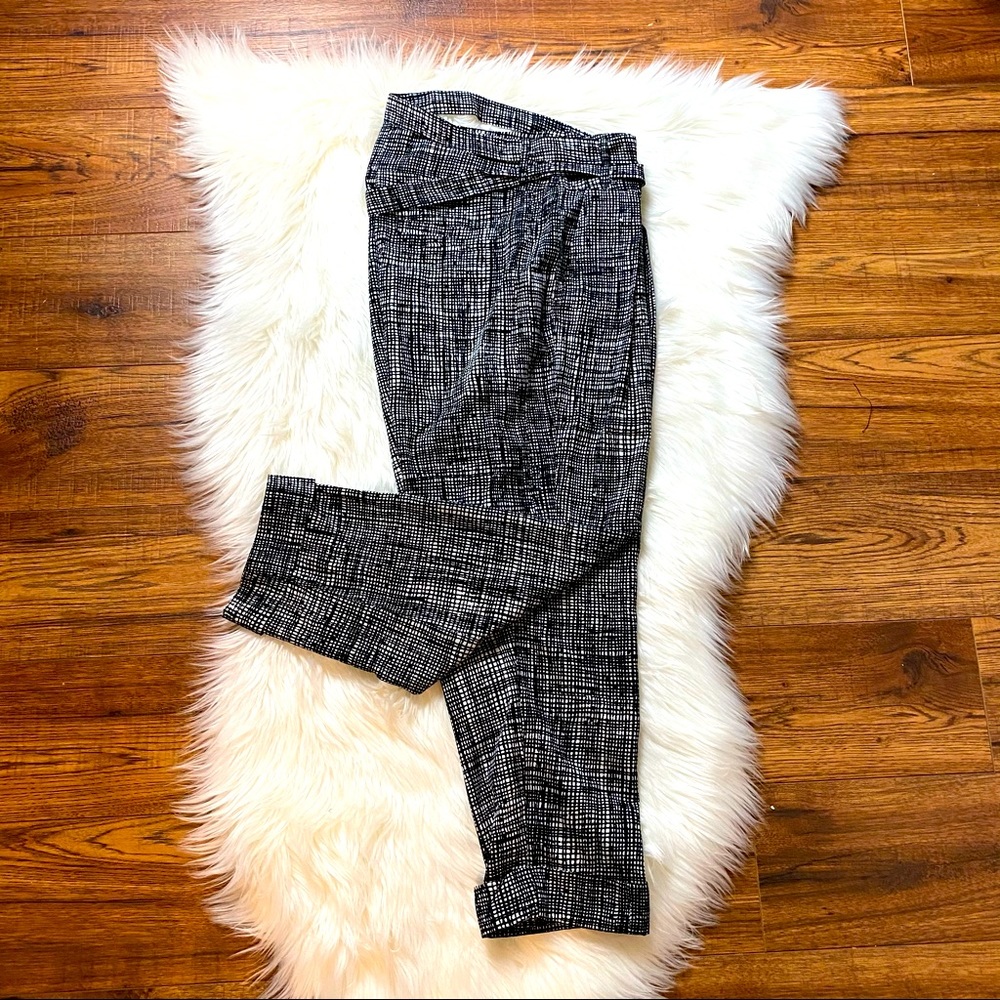 Bar III Plaid Tapered Leg Paper Bag Skinny Pants Size 6